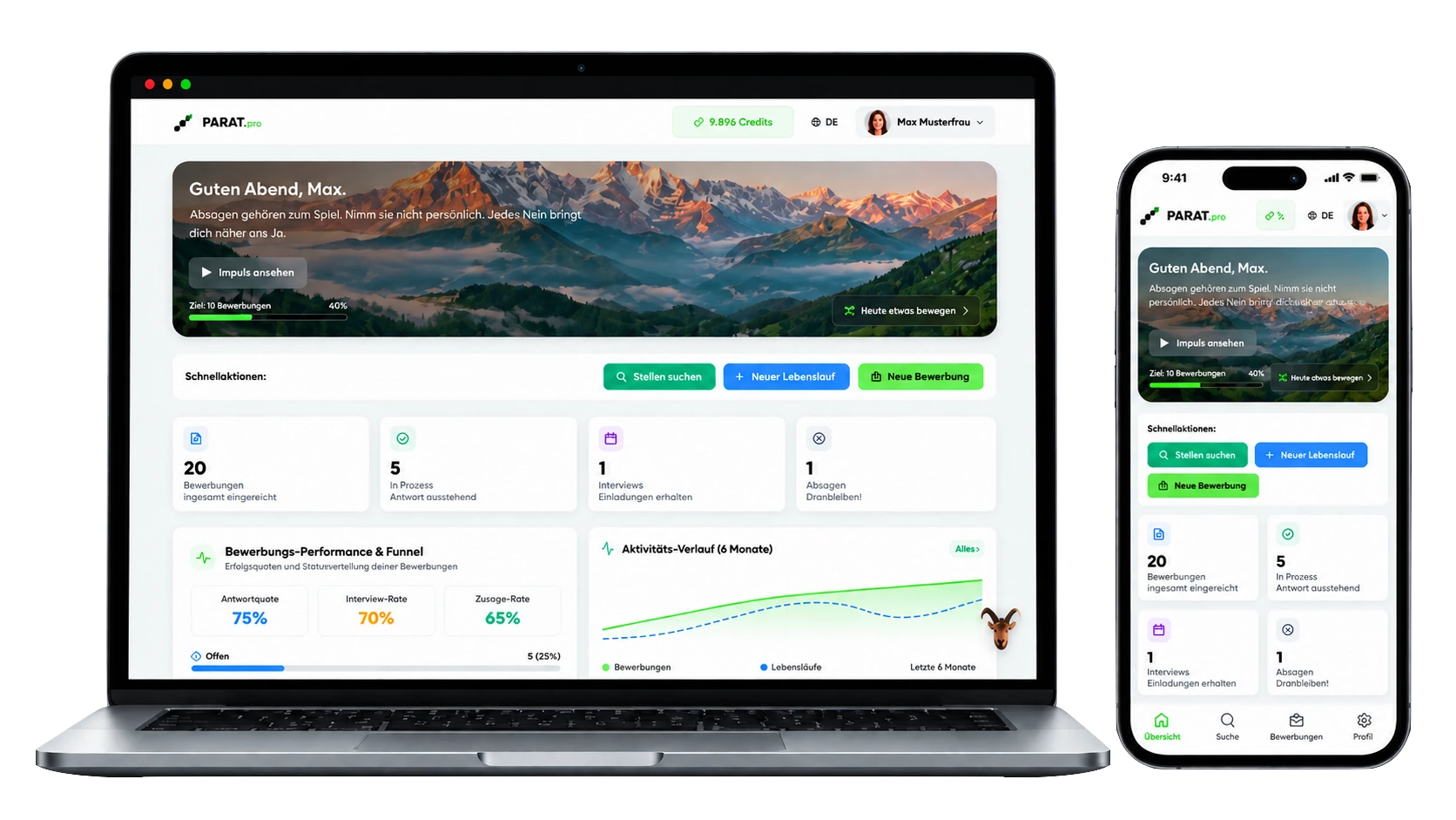 PARAT Dashboard — AI Resume & Job Application Platform on Laptop and Smartphone