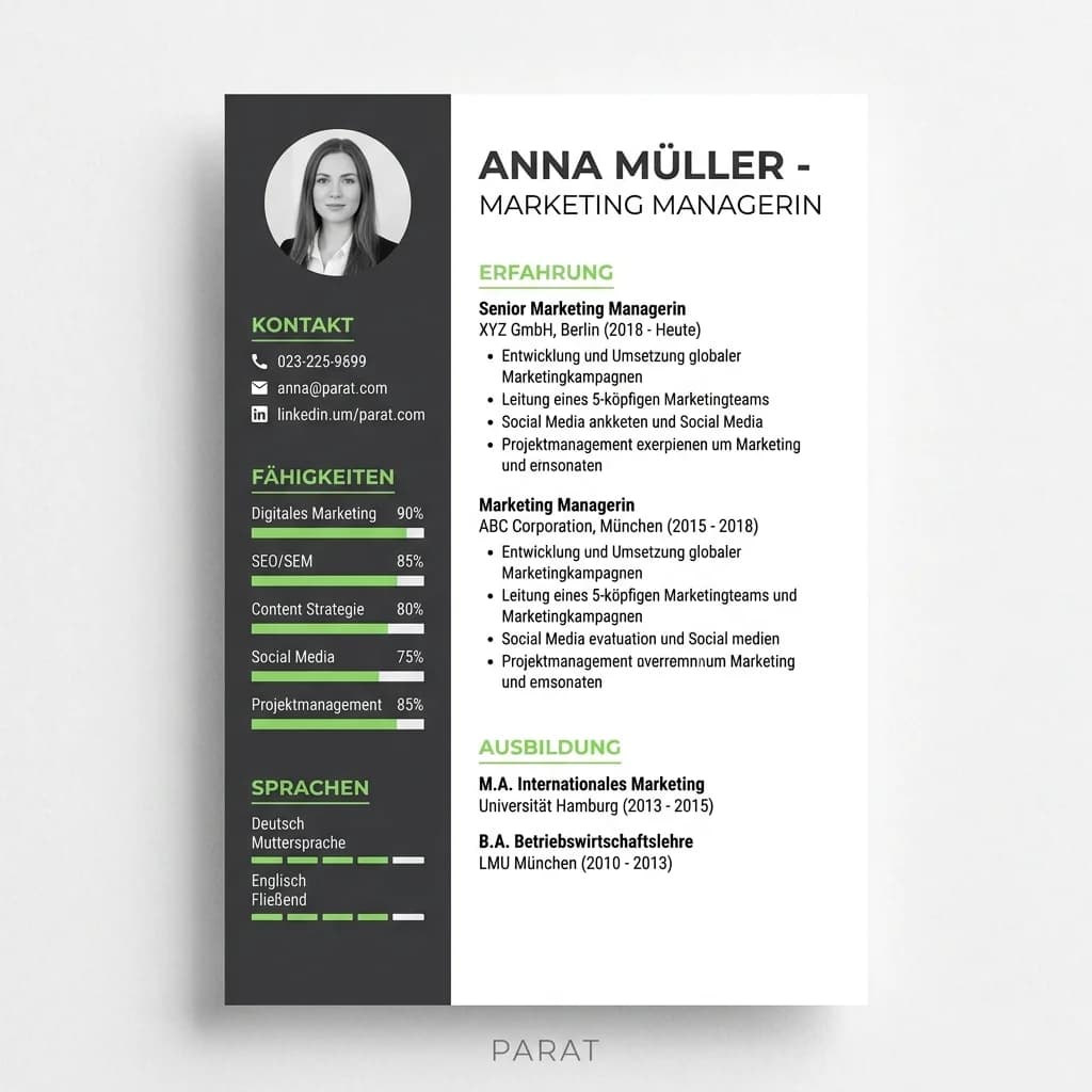 Lebenslauf nach PARAT — professionelles Schweizer CV mit KI-Optimierung und RAV-konformem Format